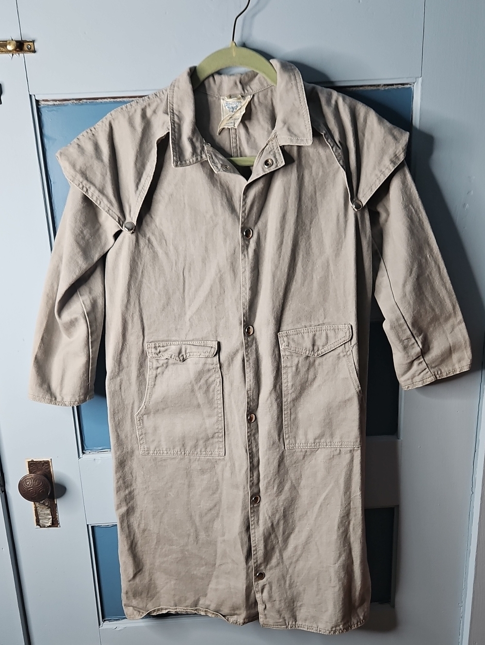 Southern Riding Apparel Vintage Light Gray Button-Front Duster Coat 8/10